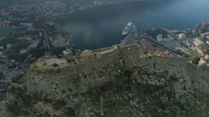 Wall Mural - aerial view of the old fortress of the city of Kotor