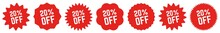 20 Percent OFF Discount Tag Red | Special Offer Icon | Sale Sticker | Deal Label | Variations