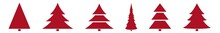 Christmas Tree Red Icon | Fir Tree Illustration | X-mas Symbol | Logo | Isolated Variations