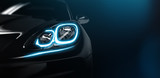 Modern car headlight close up scene (3D Illustration)