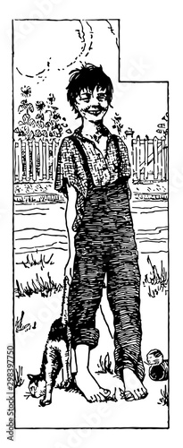 Huckleberry Finn, vintage illustration Tableau sur Toile