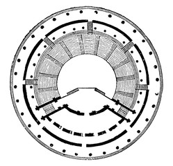 Wall Mural - Ground Plan of the Theatre of Herodes Atticus is a stone theatre structure located on the south slope of the Acropolis of Athens, vintage engraving.