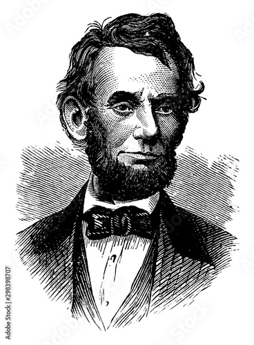 Abraham Lincoln, vintage illustration Poster Mural XXL