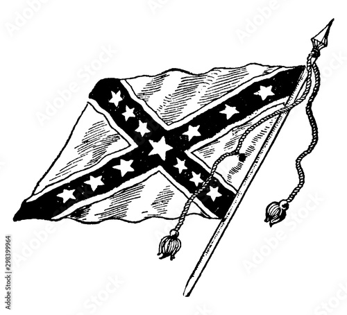 Fotomural The Confederate Battle Flag, vintage illustration