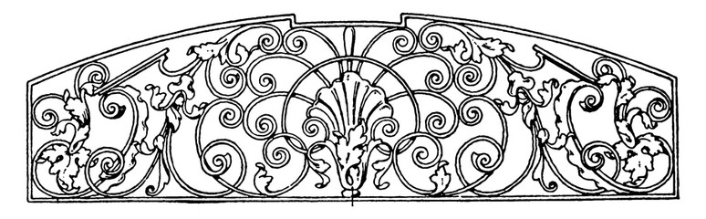 Canvas Print - Wrought-Iron Grill Panel is a late German Renaissance design, vintage engraving.