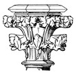 Late Gothic Capital, prelude,  vintage engraving.