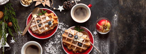 Fotomural Christmas breakfast with waffles.