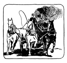 Horse-Drawn Fire Truck Vintage Illustration.
