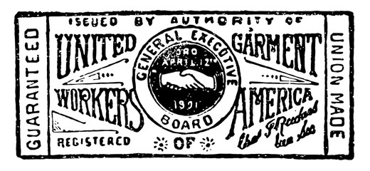 Wall Mural - Garment Workers Union Label, vintage illustration.