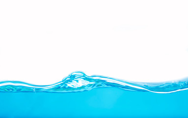  blue water waves with with bubbles on a white background