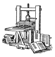Wall Mural - Gutenberg Printing Press, vintage illustration.
