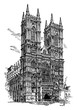 Westminster Abbey or Collegiate Church, vintage engraving.