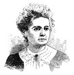 Marie Curie vintage illustration.