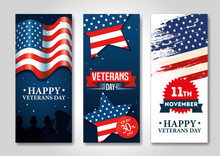 Set Poster Of Veterans Day Celebration Vector Illustration Design