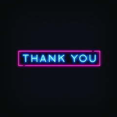 Thank You Neon Signs Style Text vector