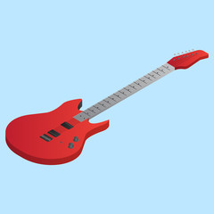 Poster - 3D guitar element in red and grey color.