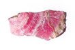Macro photography of a rhodochrosite stone on a white background