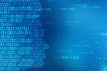 2d illustration abstract digital binary data on computer screen