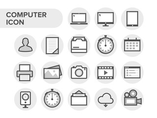 Fototapete - Simple minimalist computer icon set. Computer device technology notification icon. Professional technology sign graphic element in rounded background.