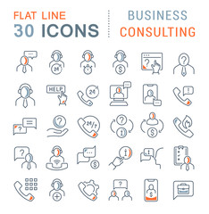 Wall Mural - set vector line icons of business consulting