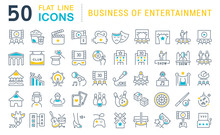 Set Vector Line Icons Of Entertainment Business