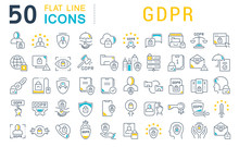 Set Vector Line Icons Of GDPR