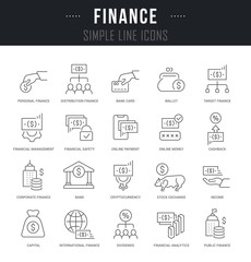 Wall Mural - Set Vector Line Icons of Finance