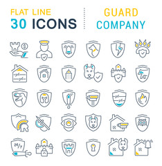 Set Vector Line Icons of Guard Company