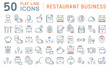 Set Vector Line Icons of Restaurant Business