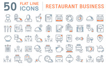 Set Vector Line Icons Of Restaurant Business