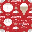 Christmas seamless pattern with Christmas decoration, stars, balloons on red background. Christmas quote Christmas in the air isolated for winter holiday  banner, web, poster, greeting card design