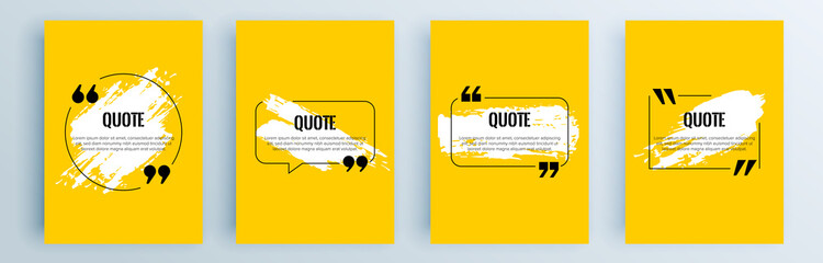 Fototapete - Quote frames blank templates set. Text in brackets, citation empty speech bubbles, quote bubbles. Textbox isolated on color background. Vector illustration.