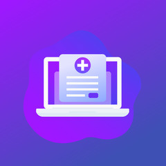 Sticker - medical history vector icon, online medical assistance