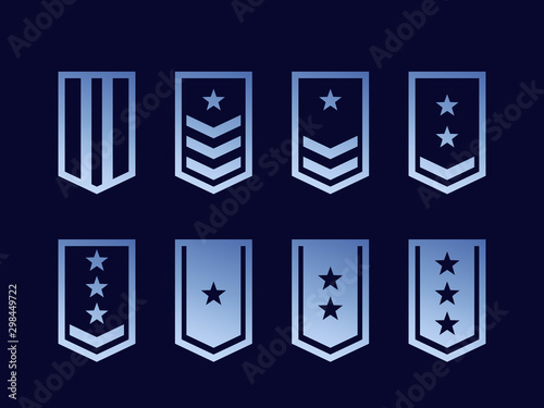 Fotografía Military ranks, army epaulettes vector set