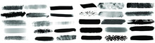 Black Watercolor Brush Set For Your Design, Vector.