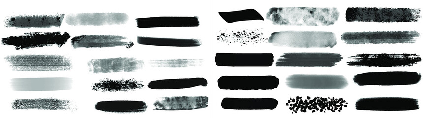 black watercolor brush set for your design, vector.