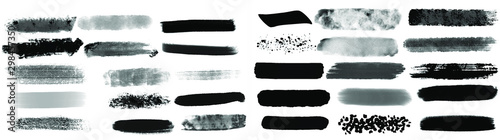 Fotomural Black watercolor brush set for your design, vector.