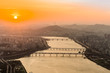 sunset on han river at seoul, korea