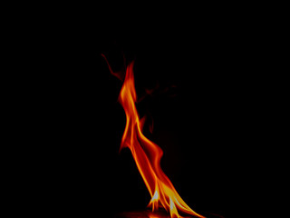 Fire flames on black background