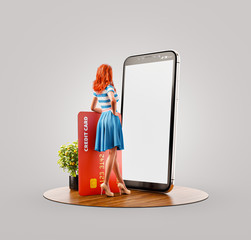 Unusual 3d illustration smart phone application