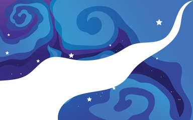 Wall Mural - vector space background with copy space. cute flat style template with stars in outer space.