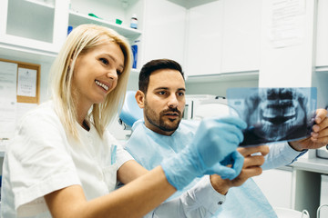 Wall Mural - Young man at the dentist office