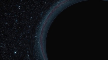 Wall Mural - Animation of a black hole in space. Space, light and time are distorted by strong gravity on the event horizon of black hole