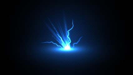 Wall Mural - blue holiday neon star with lightning