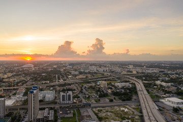 Wall Mural - Aerial photo sunset west Miami Florida USA