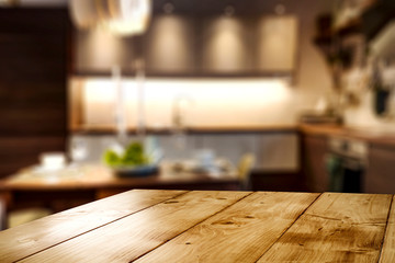 Wall Mural - desk of free space and kitchen interior