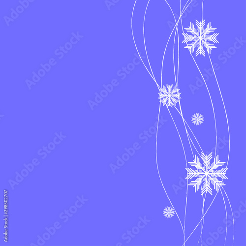 Winter blue sky with falling snow. Snowflake background for Merry Christmas a...