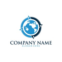 Wall Mural - Compass global Logo Template vector icon illustration