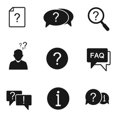 Wall Mural - Vector black FAQ icons set. help symbol. Modern, simple flat vector illustration for web site or mobile
