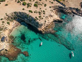 Sticker - Ibiza beach. Ibiza summer. Cala Escondida Beach, Ibiza. Spain.